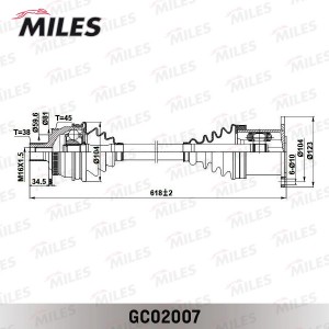 Привод в сборе правый AUDI A4 1.8-3.0 00-05 (ABS) (GKN 23629) GC02007 GC02007 MILES