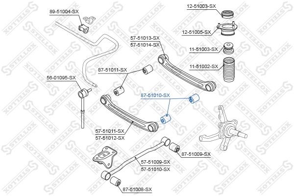 сайлентблок зад. рычага наружн.!\ Hyundai Accent all 99> 87-51010-SX STELLOX