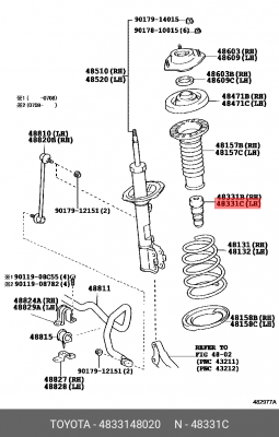 отбойник амортизатора переднего!\ Toyota Harrier 03-12 48331-48020 TOYOTA