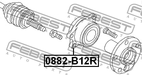 Ступица в сборе задняя SUBARU LEGACY B12 1998-2003 0882-B12R 0882-B12R FEBEST