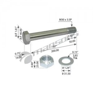 Болт ROR SAF рессоры в сборе с гайкой и шайбой (M30x3.5x200мм) MANSONS 300.030 MANSONS