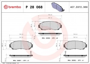 Колодки тормозные P28068 P 28 068 BREMBO