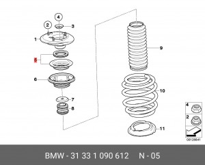 подшипник опоры амортизатора! с тарелкой\ BMW E38 2.8i-5.0i/2.5TDs/3.0D 94-01 31 33 1 090 612 BMW