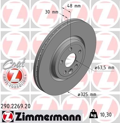 диск тормозной !перед. 325x30/48-5x108 \ Jaguar XE/XF 15> 290.2269.20 ZIMMERMANN