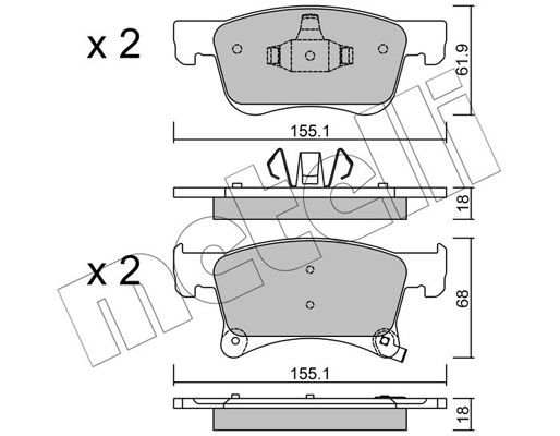 колодки дисковые передние!\ Opel Corsa E 1.2/1.4 14> 22-1035-0 METELLI