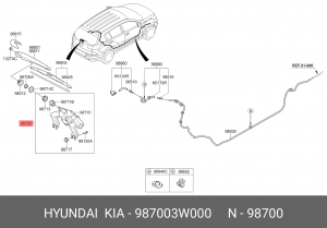 Мотор-редуктор стеклоочистителя KIA Sportage (10-) заднего OE 987003W000 HYUNDAI KIA