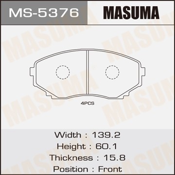 колодки дисковые передние!\ Mazda MPV 2.3i/3.0i/2.0Di 02> MS5376 MASUMA