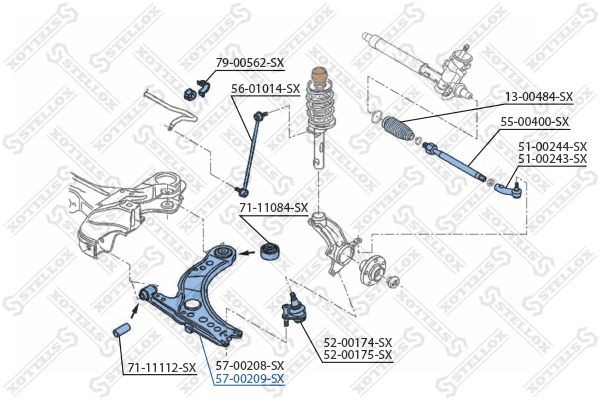 рычаг правый!\ VW Polo 09> 5700209SX STELLOX