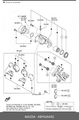 ПРУЖИНЫ ЗАДНИХ ТОРМ. КОЛОДОК KBY62649Z KBY62649Z MAZDA