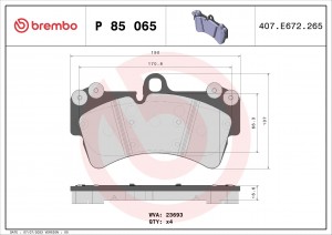 Колодки тормозные VW Touareg AUDI Q7 PORSHE Cayenne (02-) R18 передние (4шт.) BR P85065 BREMBO