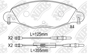 Колодки тормозные CITROEN C5 (01-) (2.0D/2.2D/3.0) передние (4шт.) NIBK PN0184W NIBK
