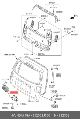 Замок крышки багажника KIA Mohave (07-) OE 812302J000 HYUNDAI KIA