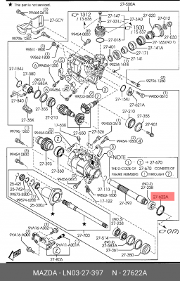 Сальник MAZDA CX-7 (07-) коробки раздаточной OE LN03-27-397 MAZDA