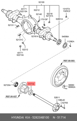 сальник полуоси задней!\ Hyundai H100 97> 528204B100 HYUNDAI
