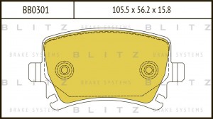 Колодки тормозные дисковые задние AUDI A3 03-VW Touran 03- BB0301 BB0301 BLITZ