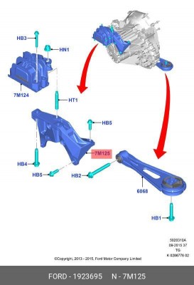 1923695 Кронштейн опоры ДВС TR > 14 FWD LH BK217M125AD/1923695 OTOCAH 1923695 FORD