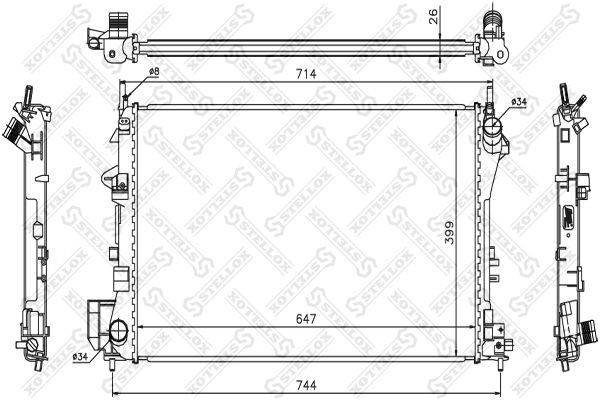 радиатор системы охлаждения!\ Opel Signum/Vectra, Saab 9-3 1.8/2.0 03> 10-26002-SX STELLOX