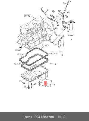 Прокладка ISUZU NQR90,NPR75,NMR85,NLR85,FSR90,34 (4HK1) (кольцо) сливной пробки  8-94158-328-0 ISUZU