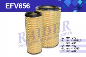 Фильтр воздушный для а/м с дв. ММЗ Д-260 "RAIDER" EFV656 RAIDER