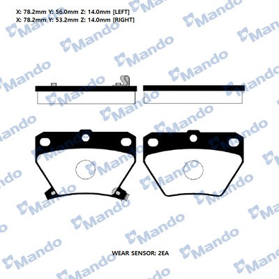 Колодки тормозные задние TOYOTA CELICA 99-/COROLLA 00-/PRIUS 1.5 00-/YARIS 99- ( MPT09 MANDO