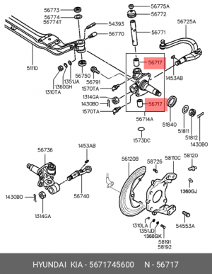 Втулка HYUNDAI HD65,County дв.D4DD,72,78 шкворня d=30мм OE 5671745600 HYUNDAI KIA