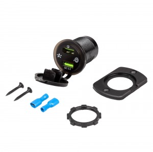 Розетка автомобильная "AIRLINE" (USB встраиваемая влагозащитная, 2 порта, вольтм AEBJ202 AIRLINE