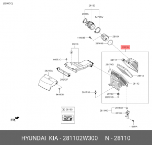 Фильтр воздушный HYUNDAI Santa Fe (12-) KIA Sorento (12-) (TCI) в сборе OE 281102W300 HYUNDAI KIA