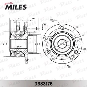 Ступица колеса передняя с подшипником OPEL ASTRA J/CHEVROLET CRUZE R16 d115x 09- DB83176 MILES