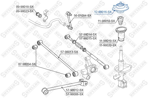 опора амортизатора заднего!\ Toyota Camry all 91-96 12-98016-SX STELLOX