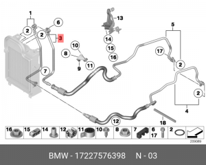 Трубопровод маслян. радиатора возврат ! \BMW X5 E70 LCI, X6 E71, E72 Hybrid 17 22 7 576 398 BMW