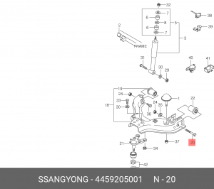 Болт SSANGYONG Musso (93-) рычага переднего OE 4459205001 SSANG YONG