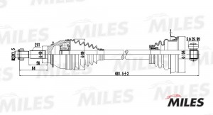 Привод в сборе RENAULT LOGAN I/SANDERO 1.2-1.6 04- левый  GC01112 GC01112 MILES