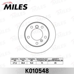 Диск тормозной задний MERCEDES BENZ W463 79-/ SPRINTER Classic W909 (13-) / SPRI K010548 MILES