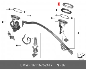 Крышка BMW 6 (E63),7 (E65),X3 (E83) фильтра топливного OE 16 11 6 762 417 BMW