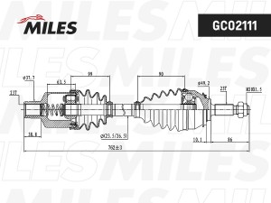 Привод в сборе правый RENAULT LOGAN MCV/LADA LARGUS (GKN 304513) GC02111 GC02111 MILES