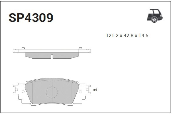 Колодки тормозные LEXUS RX (15-) задние (4шт.) SANGSIN SP4309 SANGSIN