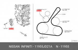 ролик с механизмом натяжения!\ Nissan X-Trail/Qashqai, Renault Laguna/Scenic 07> 11955-JD21A NISSAN
