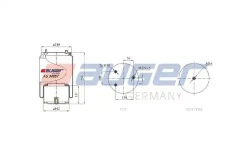 пневмоподушка со стаканом !\DAF AU34887K66 AUGER