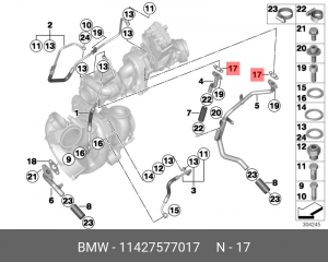 BMW X5 E70 (2007-2013)/7-СЕРИЯ F01/F02 (2008>) маслопровода сливного 11 42 7 577 017 BMW