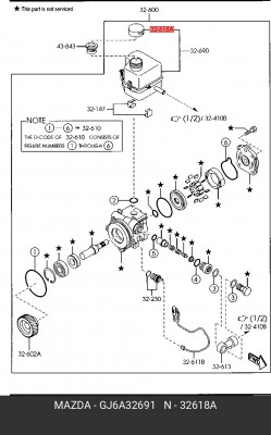 Крышка MAZDA 6 (GG) (02-07) бачка ГУРа OE GJ6A32691 MAZDA