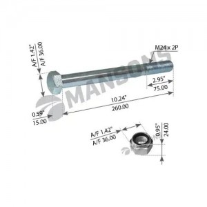 болт! с гайкой M24x260 \VOLVO FH12/FH16 900.438 MANSONS