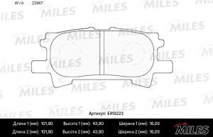 Колодки тормозные задние (без датчика) (Смесь Low-Metallic) (LEXUS RX300/RX330/R E410223 MILES