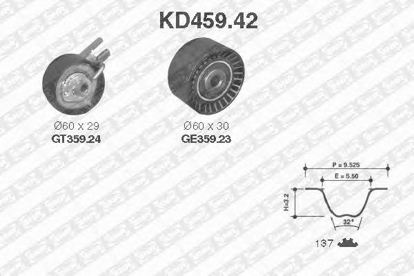 рем.к-кт ГРМ!\ Citroen Berlingo/C3/C4, Ford Focus 1.6HDi/TDCi 03> KD459.42 NTN SNR