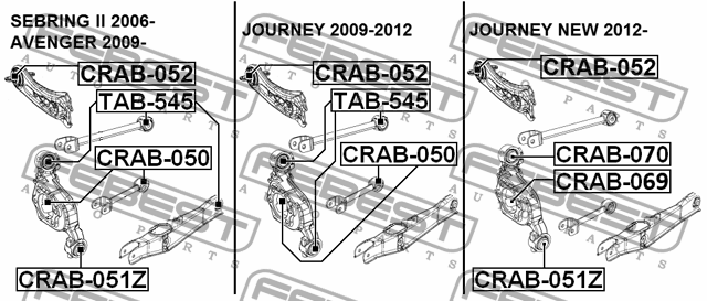Сайлентблок задн подвески CHRYSLER SEBRING/CIRRUS/STRATUS R/T 2004-2010 CRAB-052 CRAB-052 FEBEST