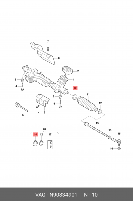 AUDI A3 (8L1) (1996-2003)/VW GOLF IV/BORA (1997-20 пыльника рулевой рейки/ 55.5x N 908 349 01 VAG