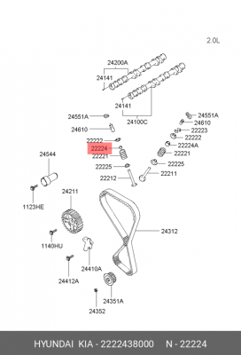 колпачки маслосъемные!\ Hyundai Sonata 2.4/2.5 99-01/Magentis 2.0 00> 2222438000 MOBIS