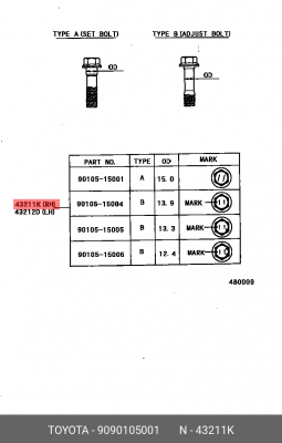 Болт 90901-05001 90901-05001 TOYOTA