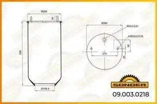Пневморессора Premium без стакана 2шп.-M12 + 1 отвер.M22 под возд. о.н. 32290031 090030218 SONDER