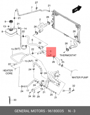 Патрубок CHEVROLET Lanos системы охлаждения OE 96180035 GENERAL MOTORS