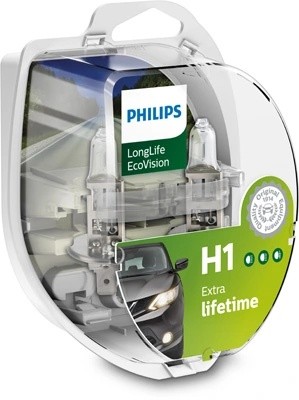 Лампа 12V H1 55W P14.5s 3100K бокс (2шт.) Long Life EcoVision PHILIPS 12258LLECOS2 PHILIPS